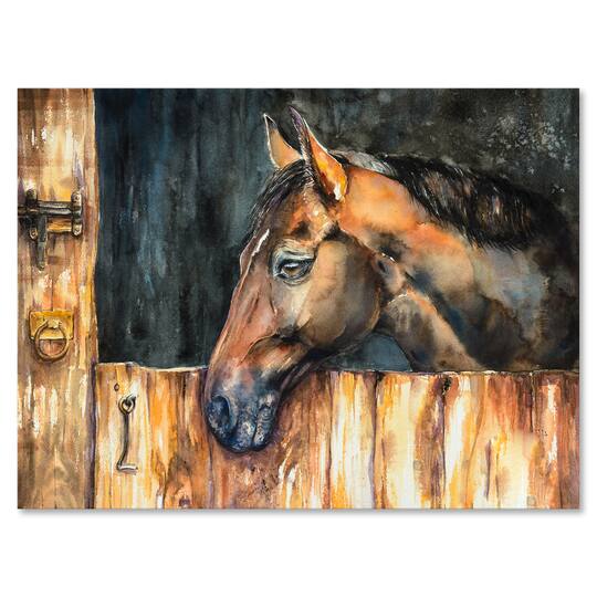 Designart - The Head of A Horse In Stable
